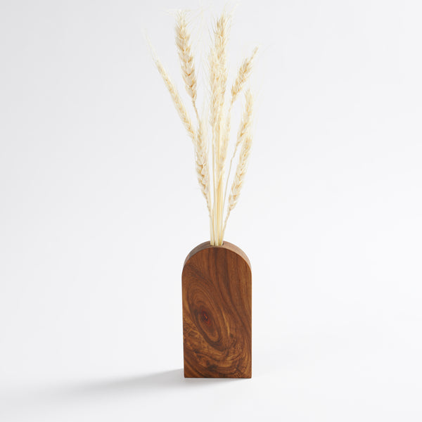 Small Arch Shaped hand made Wooden Kiaat Vases for dried flowers