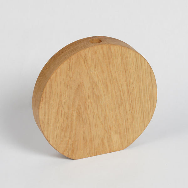 Round Oak Wooden Vase