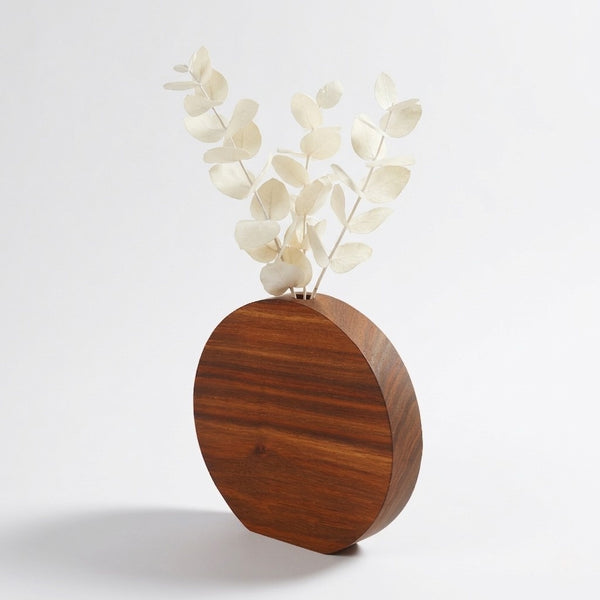 Round Kiaat Wooden Vase