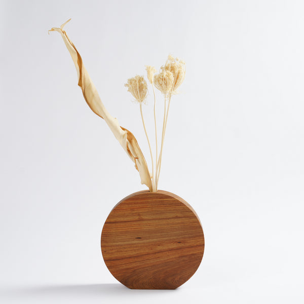Round Kiaat Wooden Vase