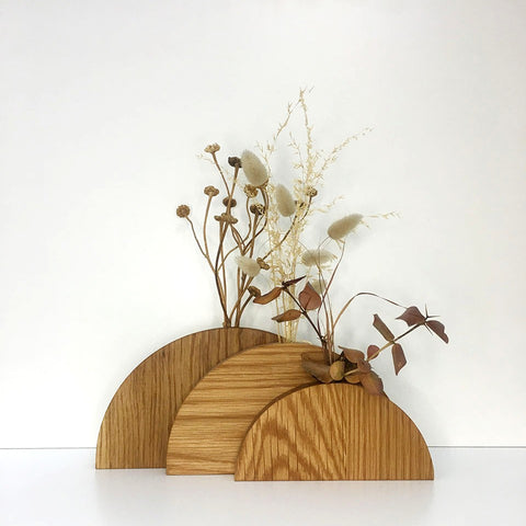 Oak Half Moon Dried Flower Vase