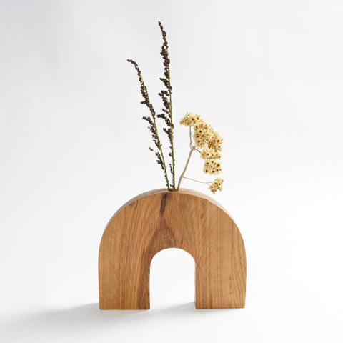 wooden dried flower vase